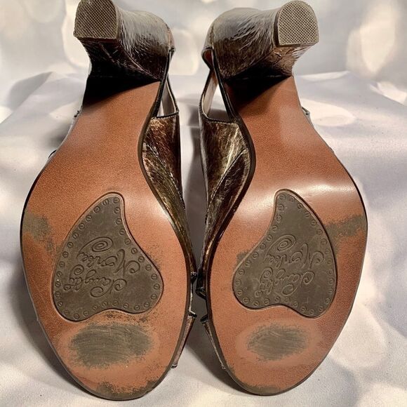 PEWTER HAMMERED METALLIC PEEP TOE w 4” HEEL S-9.5 - Picture 5 of 5